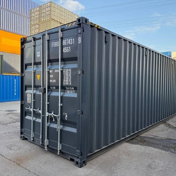 40 Fuß High Cube Lagercontainer mit Personentür One Way RAL 7016