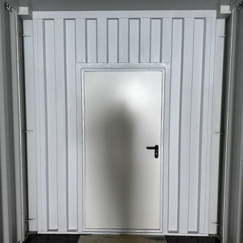 40 Fuß High Cube Lagercontainer mit Personentür One Way RAL 7016