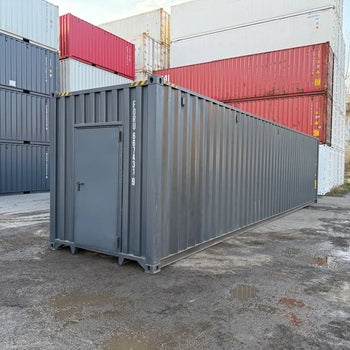 40 Fuß High Cube Lagercontainer mit Personentür One Way RAL 7016