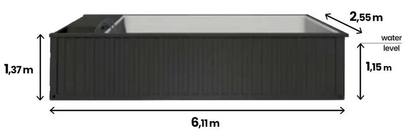 Containerschwimmbecken 6,2m x 2,5m gebrauchsfertig, Komfortpaket-Neu