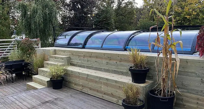 Containerpool 6,11 x 2,5 m, gebrauchsfertig mit Dach, Premium-Paket-Neu