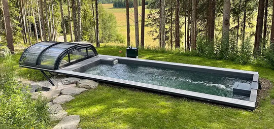 Containerpool 6,11 x 2,5 m, gebrauchsfertig mit Dach, Premium-Paket-Neu