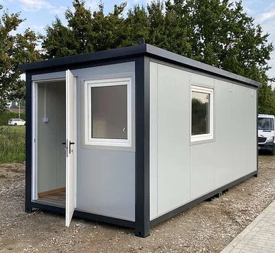 Bürocontainer. 6,00 x 2,40 m mit WC, Dusche und Küche