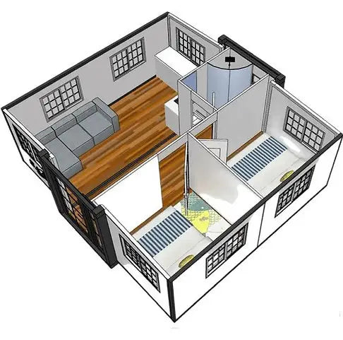 Tiny House mit zwei Schlafzimmern und Küche